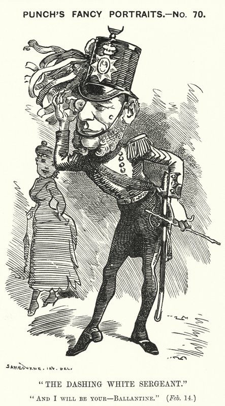 Caricatura de Punch: William Ballantine, Serjeant-at-Law inglés de Edward Linley (after) Sambourne