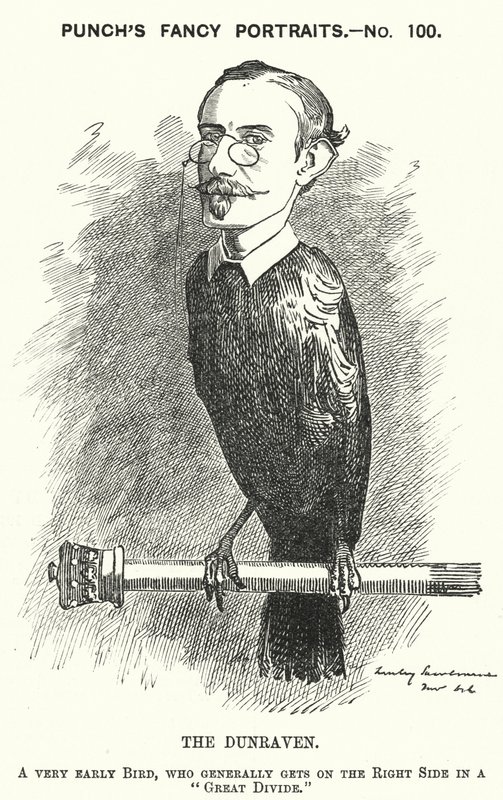 Caricatura de Punch: Windham Wyndham-Quin, 4º Conde de Dunraven y Mount-Earl, periodista anglo-irlandés, terrateniente y político conservador (grabado) de Edward Linley (after) Sambourne