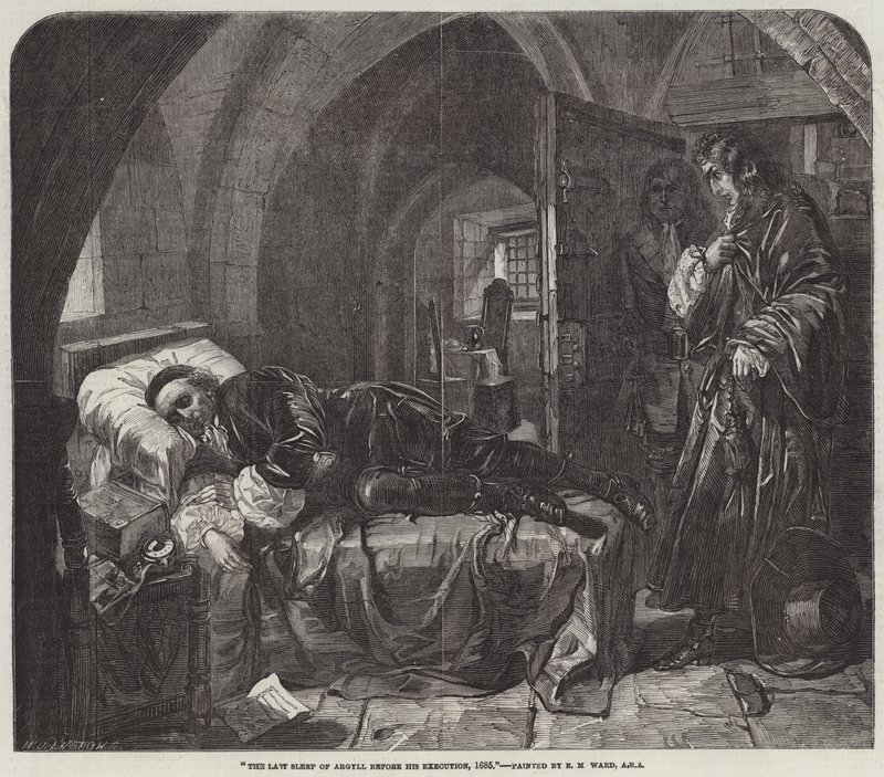 El último sueño de Argyll antes de su ejecución, 1685 de Edward Matthew Ward