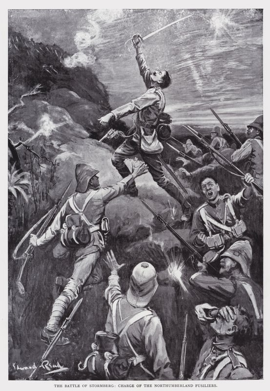 La Batalla de Stormberg, carga de los Fusileros de Northumberland de Edward Read
