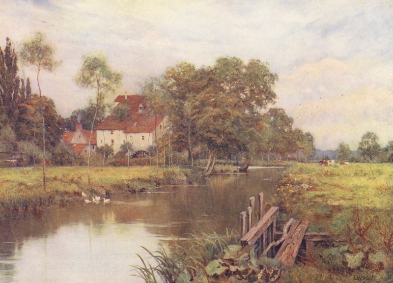 Down the flowery meadow (litografía en color) de Edward Wilkins Waite
