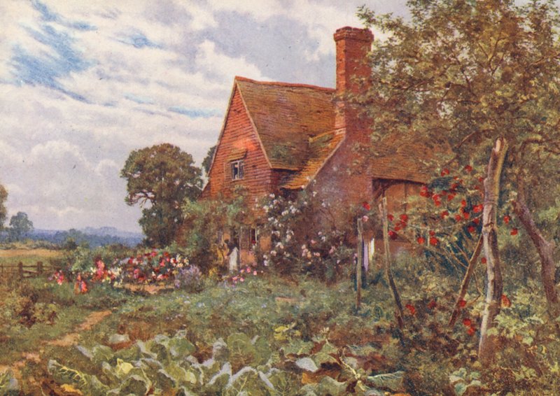 La cabaña solitaria donde me alojo (litografía en color) de Edward Wilkins Waite