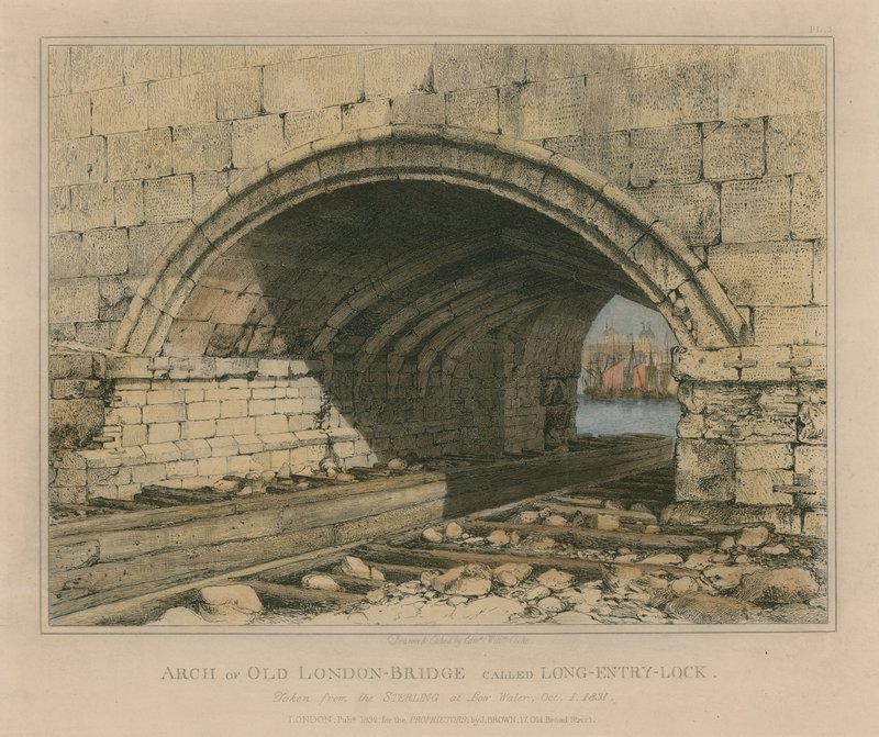 Arco del viejo puente de Londres llamado Long Entry Lock de Edward William Cooke