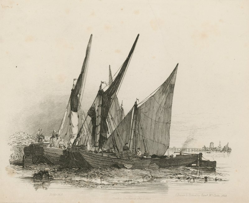Barcazas en el Támesis de Edward William Cooke