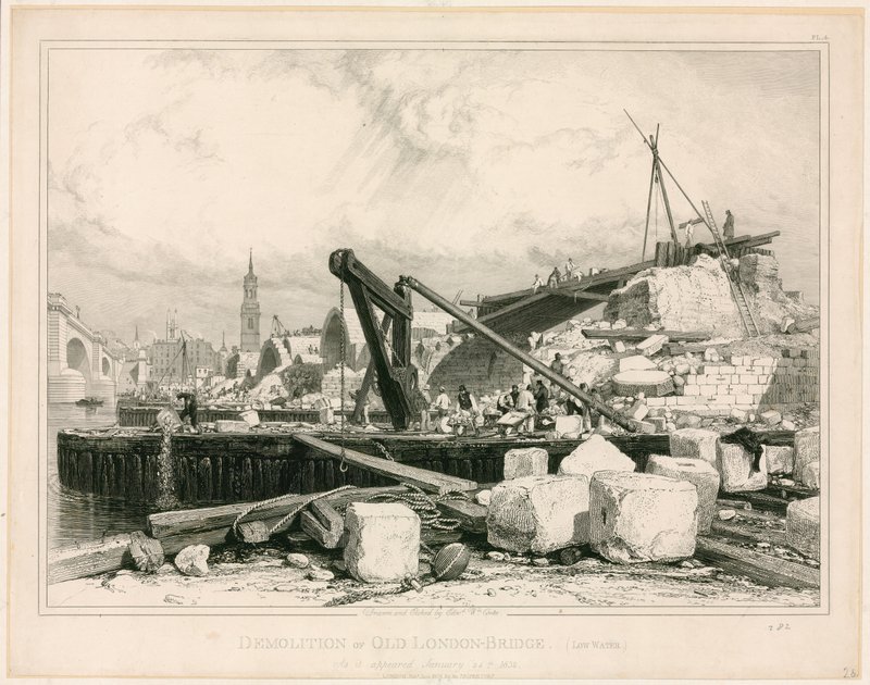 Demolición del Puente de Londres, 1832 de Edward William Cooke