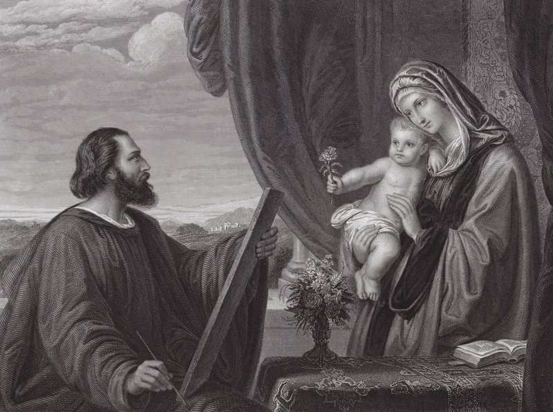 San Lucas y la Virgen (grabado) de Edward von Steinle