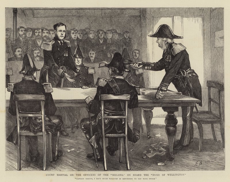 Consejo de guerra a los oficiales del Megaera a bordo del Duke of Wellington de Edwin Buckman