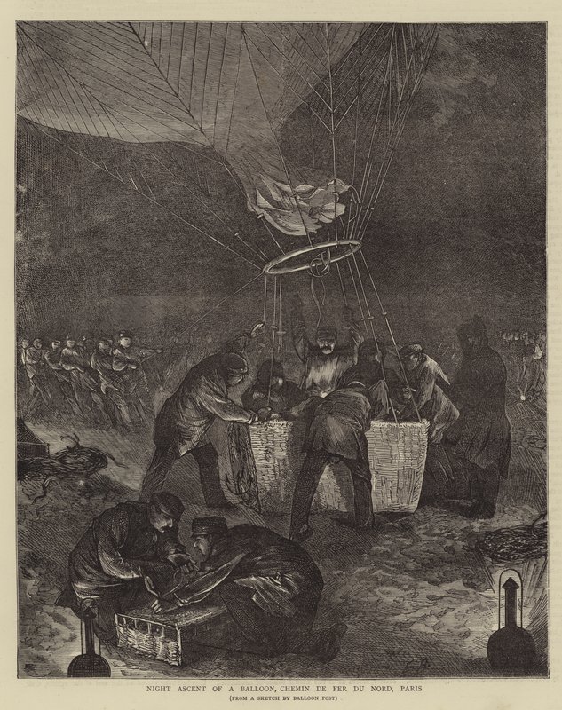 Ascenso nocturno de un globo, Chemin de Fer du Nord, París de Edwin Buckman