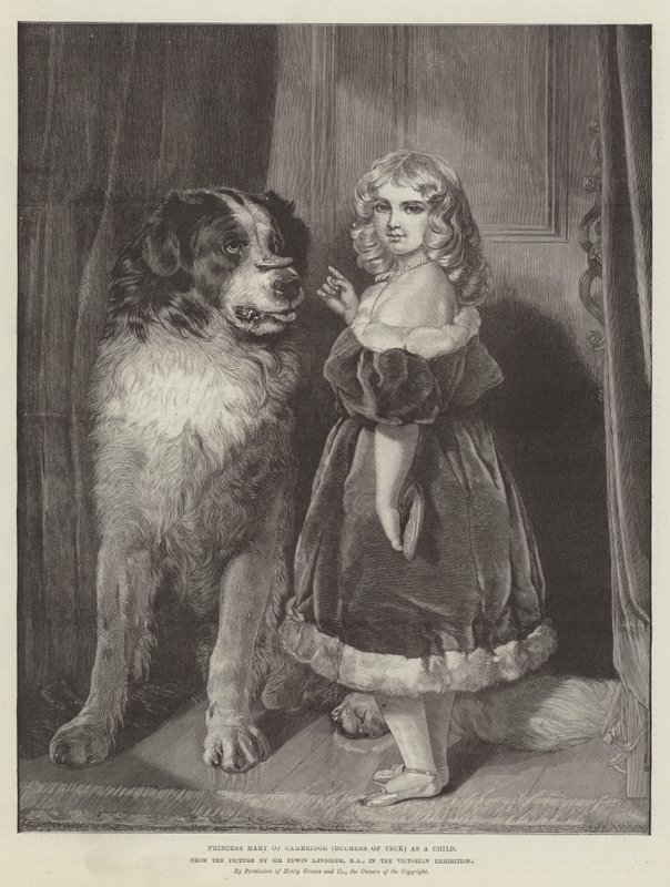 La princesa María de Cambridge (duquesa de Teck) de niña, en la Exposición Victoriana de Edwin Landseer