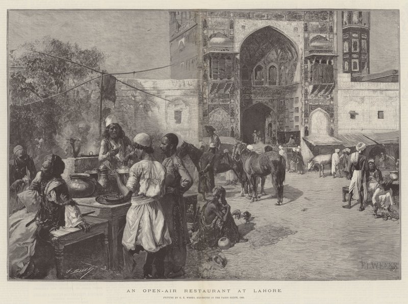 Un restaurante al aire libre en Lahore de Edwin Lord Weeks
