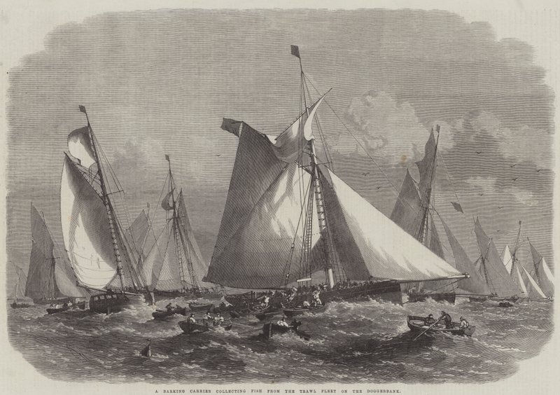 Un transportista ladrador recogiendo pescado de la flota de arrastre en Doggerbank de Edwin Weedon