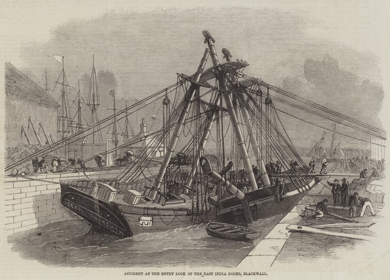 Accidente en la esclusa de entrada de los muelles de las Indias Orientales, Blackwall de Edwin Weedon