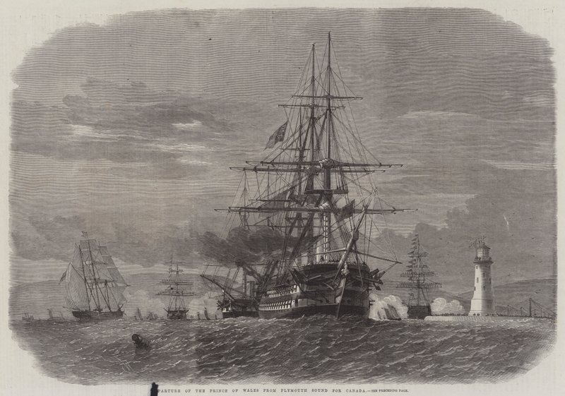 Salida del Príncipe de Gales de Plymouth Sound hacia Canadá de Edwin Weedon