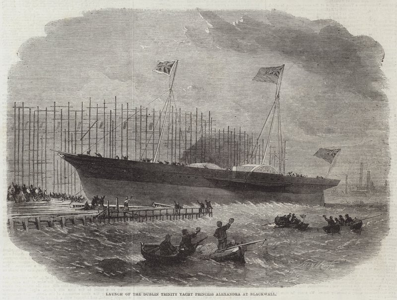 Lanzamiento del yate Dublin Trinity Princess Alexandra en Blackwall de Edwin Weedon