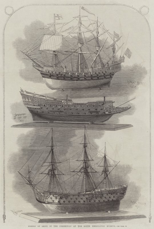 Modelos de barcos en la colección del Museo de South Kensington de Edwin Weedon