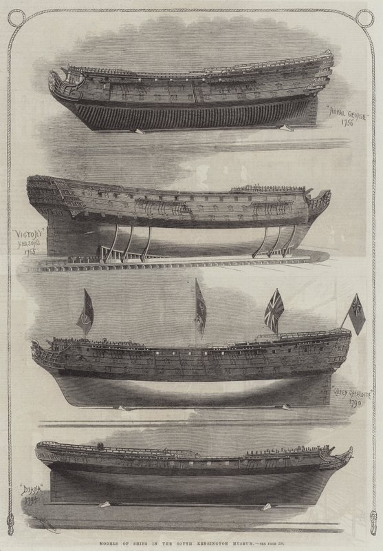 Modelos de barcos en el Museo de South Kensington de Edwin Weedon