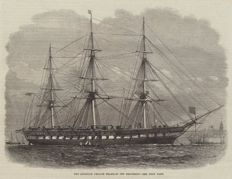 La fragata americana Franklin frente a Gravesend de Edwin Weedon