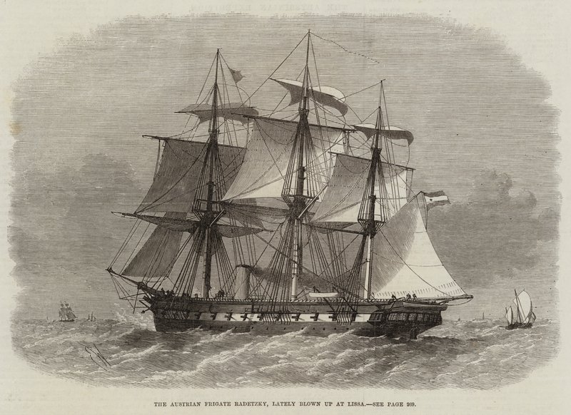 La Fragata Austriaca Radetzky, recientemente volada en Lissa de Edwin Weedon