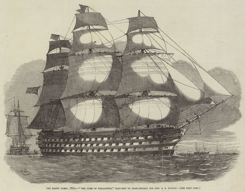 La Flota del Báltico, 1855, El Duque de Wellington, Buque Insignia del Contraalmirante el Honorable R S Dundas de Edwin Weedon