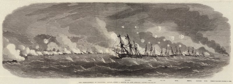 El bombardeo de Kagosima, Japón 1863 de Edwin Weedon