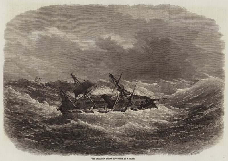 El Buque de Tropas Indio Cocodrilo en una Tormenta de Edwin Weedon