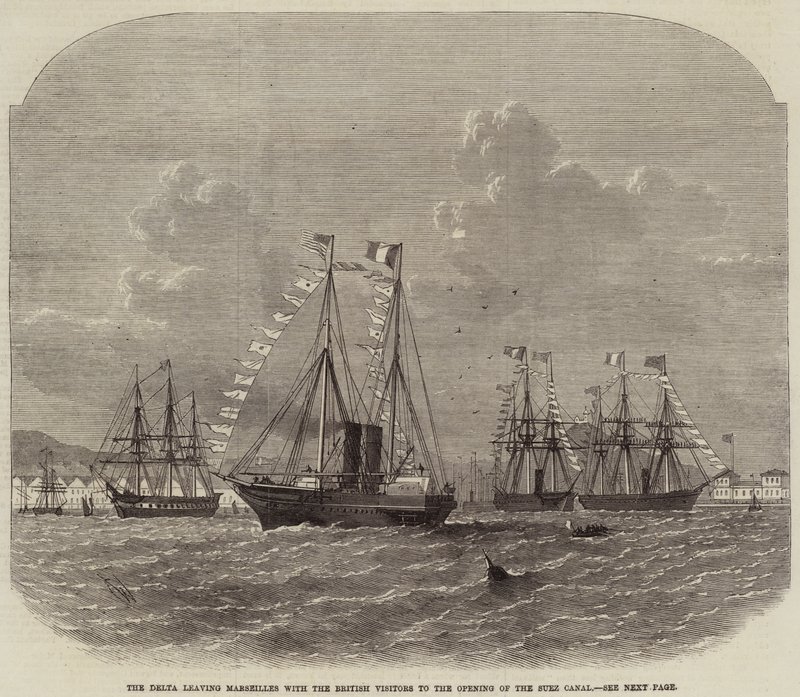 El Delta saliendo de Marsella con los visitantes británicos a la inauguración del Canal de Suez de Edwin Weedon
