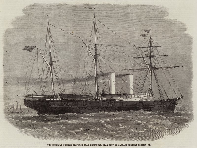 El barco de despacho imperial chino Keang-Soo, buque insignia del Capitán Sherard Osborn, CB de Edwin Weedon