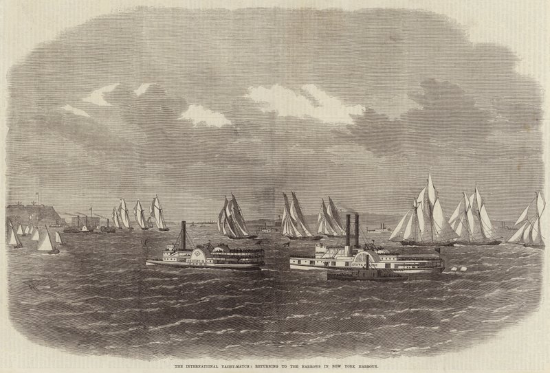 La regata internacional, regresando a los estrechos en el puerto de Nueva York de Edwin Weedon