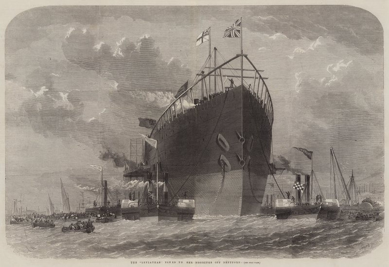 El Leviatán remolcado a sus amarras en Deptford de Edwin Weedon