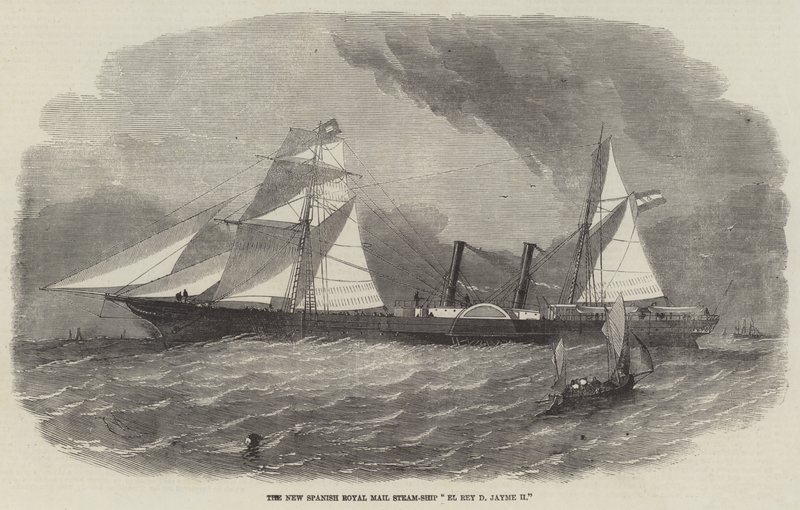 El nuevo barco de vapor de correo real español El Rey D Jayme II de Edwin Weedon