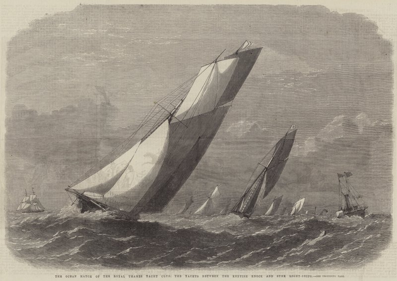 La carrera oceánica del Royal Thames Yacht Club, los yates entre los faros Kentish Knock y Sunk de Edwin Weedon