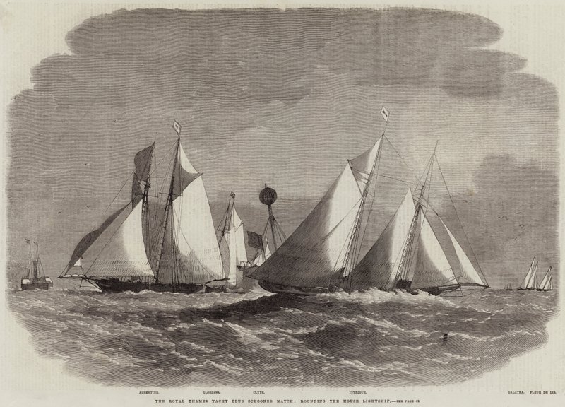 La regata de goletas del Royal Thames Yacht Club, rodeando el faro Mouse de Edwin Weedon