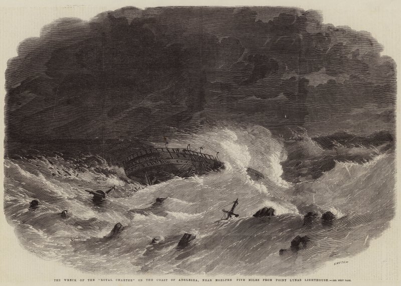 El Naufragio del Royal Charter en la Costa de Anglesea, cerca de Moelfre a Cinco Millas del Faro de Point Lynas de Edwin Weedon
