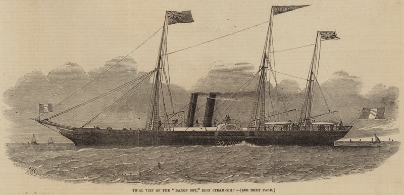 Viaje de prueba del Barón Osy, barco de vapor de hierro de Edwin Weedon
