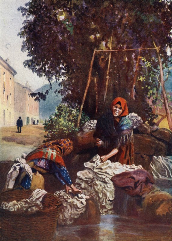 Córcega: Mujer lavando ropa de Edwin Arthur Norbury