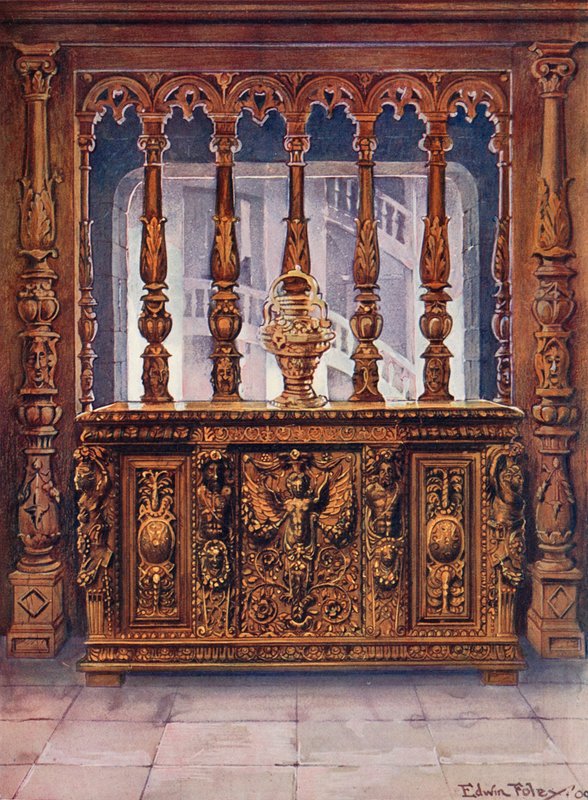 Bahut tallado de Henri Deux. Pantalla de roble del mismo período francés de Edwin John Foley