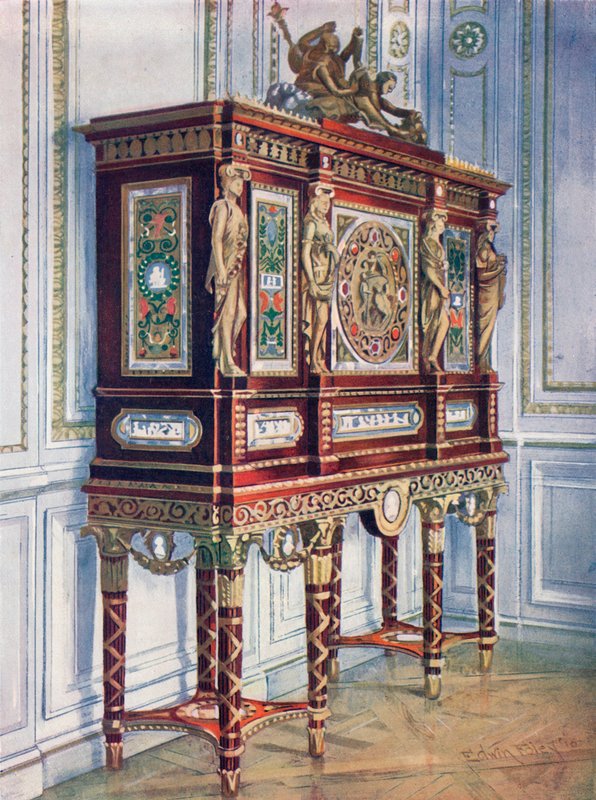 Gabinete de joyas de la Reina María Antonieta: De caoba, dorado, incrustado, tallado y con placas pintadas de Edwin John Foley