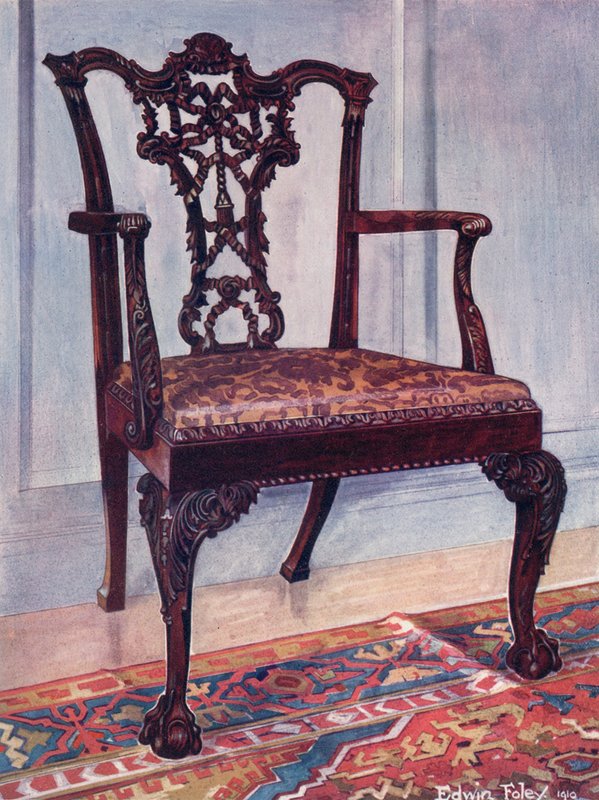 Silla de caoba--Estilo de Chippendale de Edwin John Foley