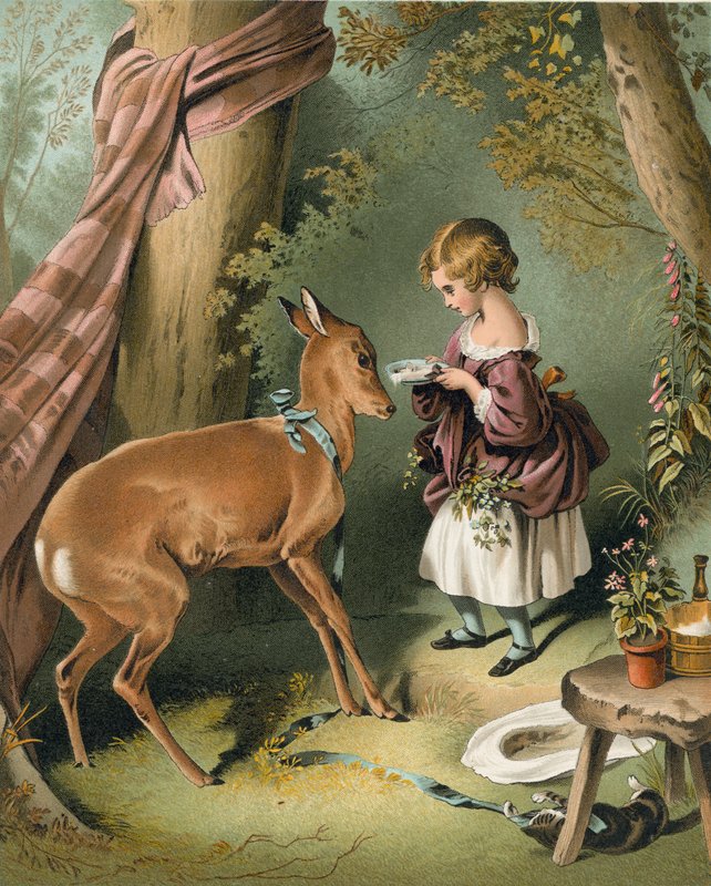 Niña alimentando ciervos de Edwin Landseer