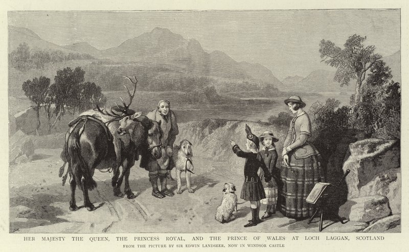 Su Majestad la Reina, la Princesa Real y el Príncipe de Gales en Loch Laggan, Escocia de Edwin Landseer