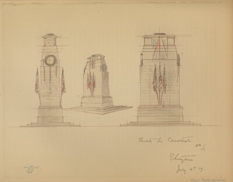 Boceto No 1 para el Cenotafio, Whitehall, Westminster, Londres de Edwin Landseer Lutyens
