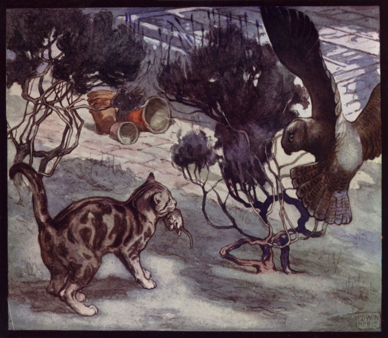 Cazadores de ratones rivales, gatos y búho de Edwin Noble