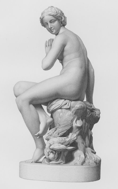 Una ninfa sorprendida, grabado por E Roffe de la estatua de E G Papworth, Junior (grabado) de Edwin Roffe