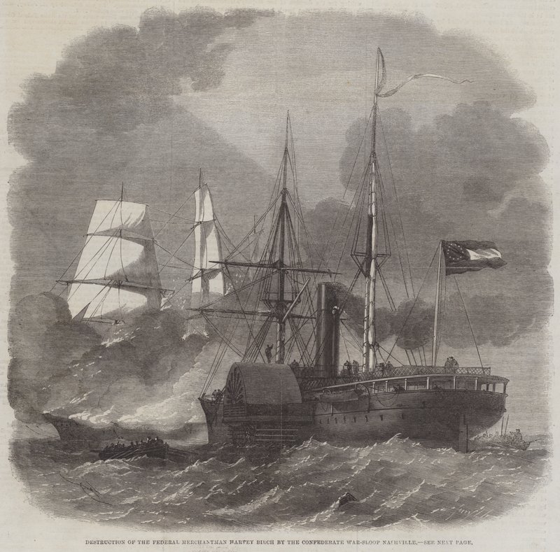 Destrucción del mercante federal Harvey Birch por el buque de guerra confederado Nashville de Edwin Weedon