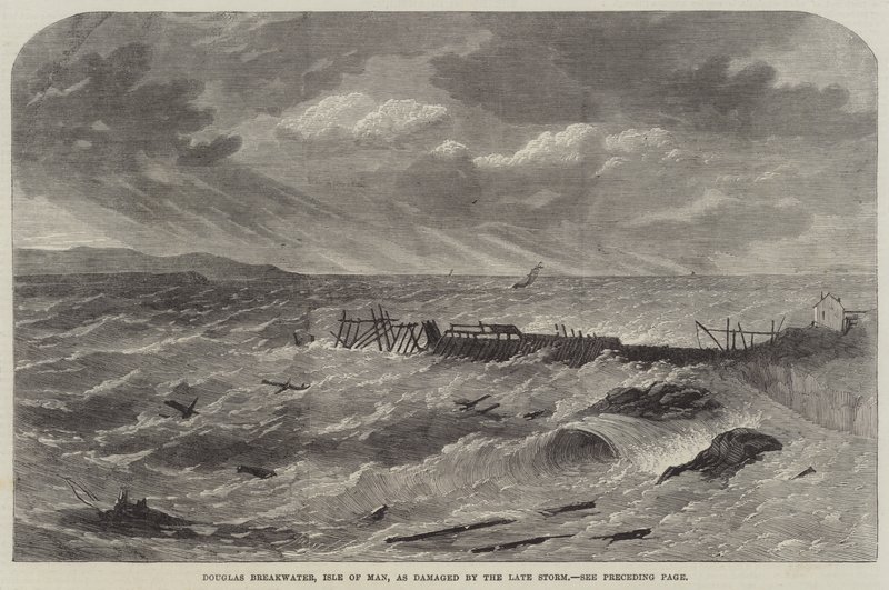 Rompeolas de Douglas, Isla de Man, dañado por la última tormenta de Edwin Weedon