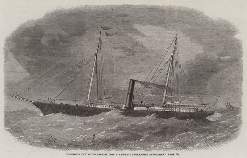 El nuevo barco de vapor de doble hélice de Dudgeon, Flora de Edwin Weedon