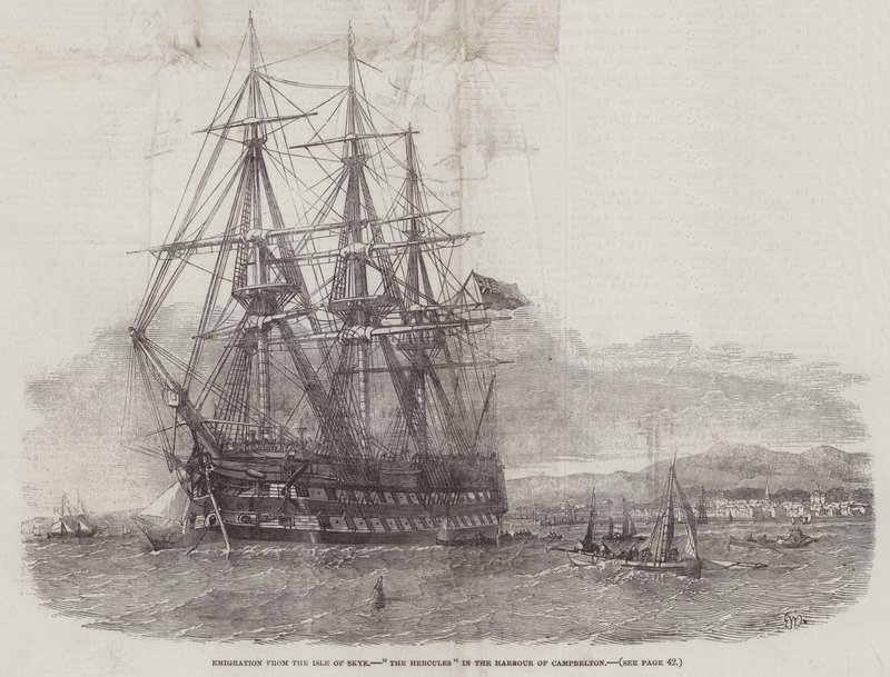 Emigración desde la Isla de Skye, El Hércules en el puerto de Campbelton de Edwin Weedon