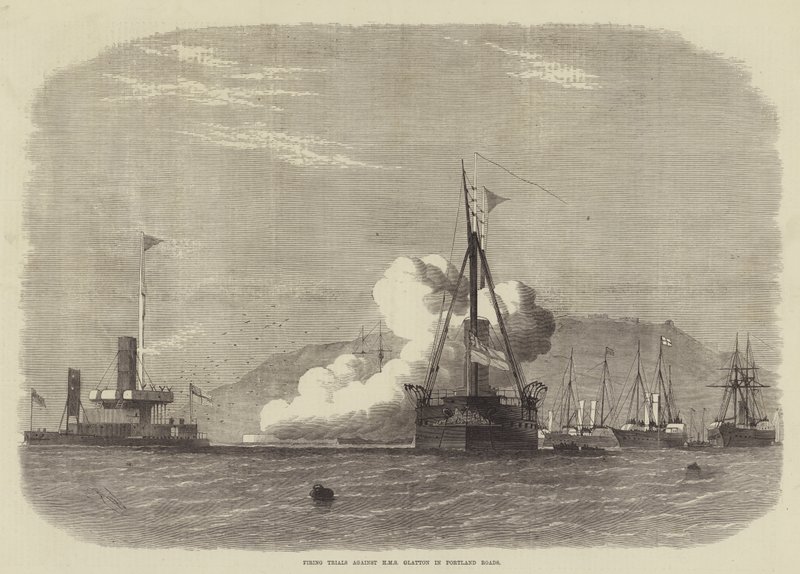 Pruebas de disparo contra el HMS Glatton en Portland Roads de Edwin Weedon