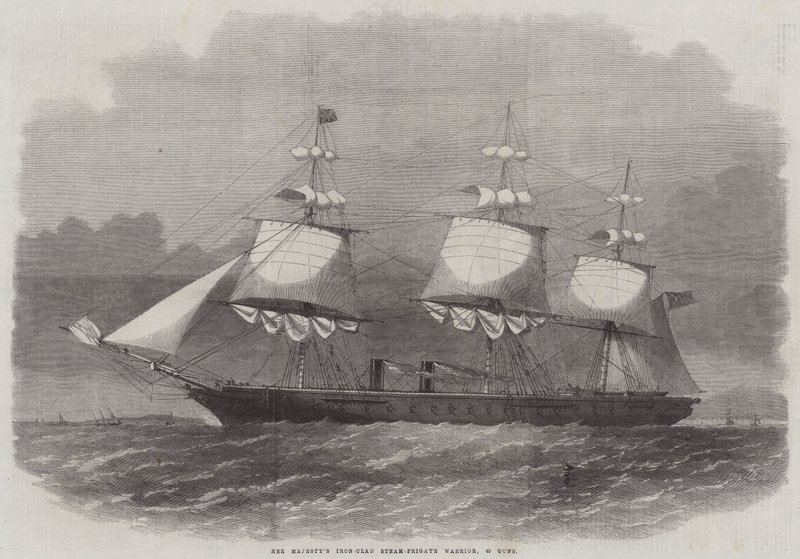 La fragata de vapor acorazada de Su Majestad Warrior, 40 cañones de Edwin Weedon