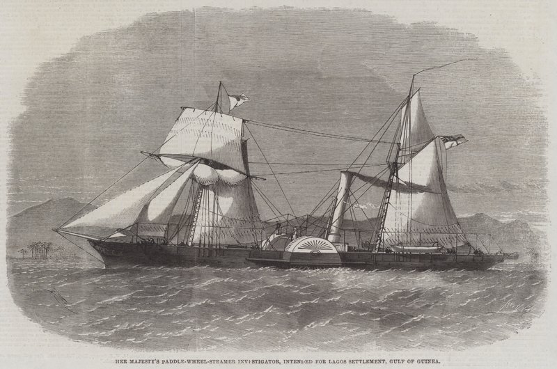 El barco de ruedas de Su Majestad, Investigator, destinado al asentamiento de Lagos, Golfo de Guinea de Edwin Weedon